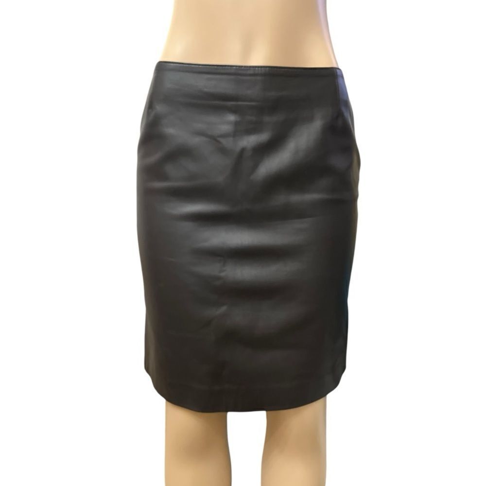 Vintage Escada lamb skin Black leather Skirt